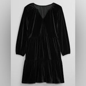 GAP Black tiered velvet mini dress